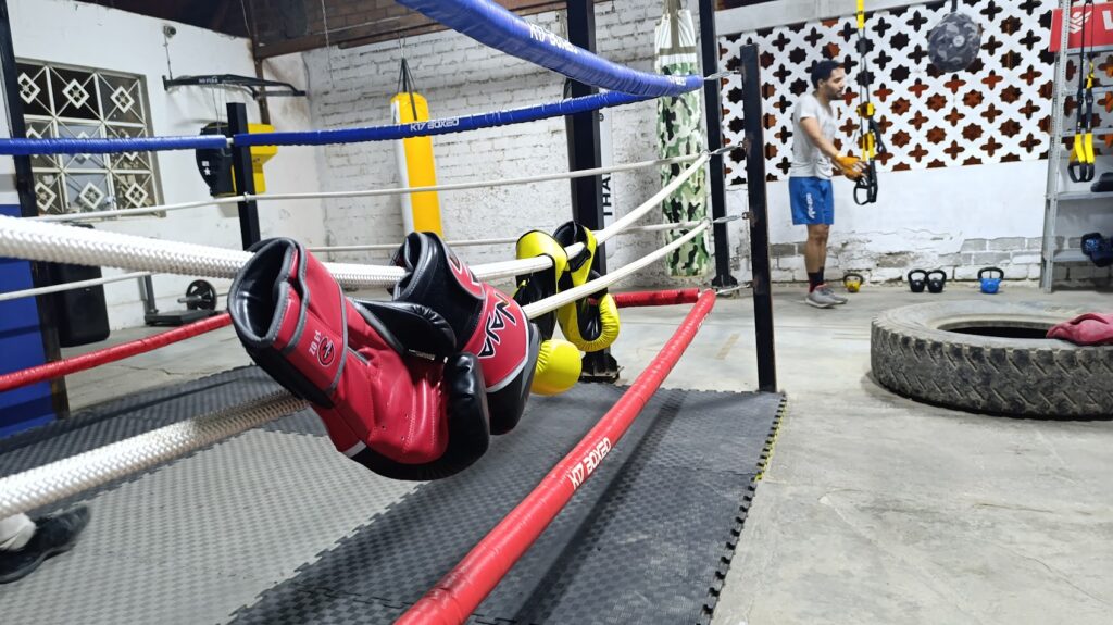 Ring de boxeo K17 de calidad profesional, ideal para principiantes y avanzados, con diseño resistente y cuerdas acolchadas para entrenamientos seguros.