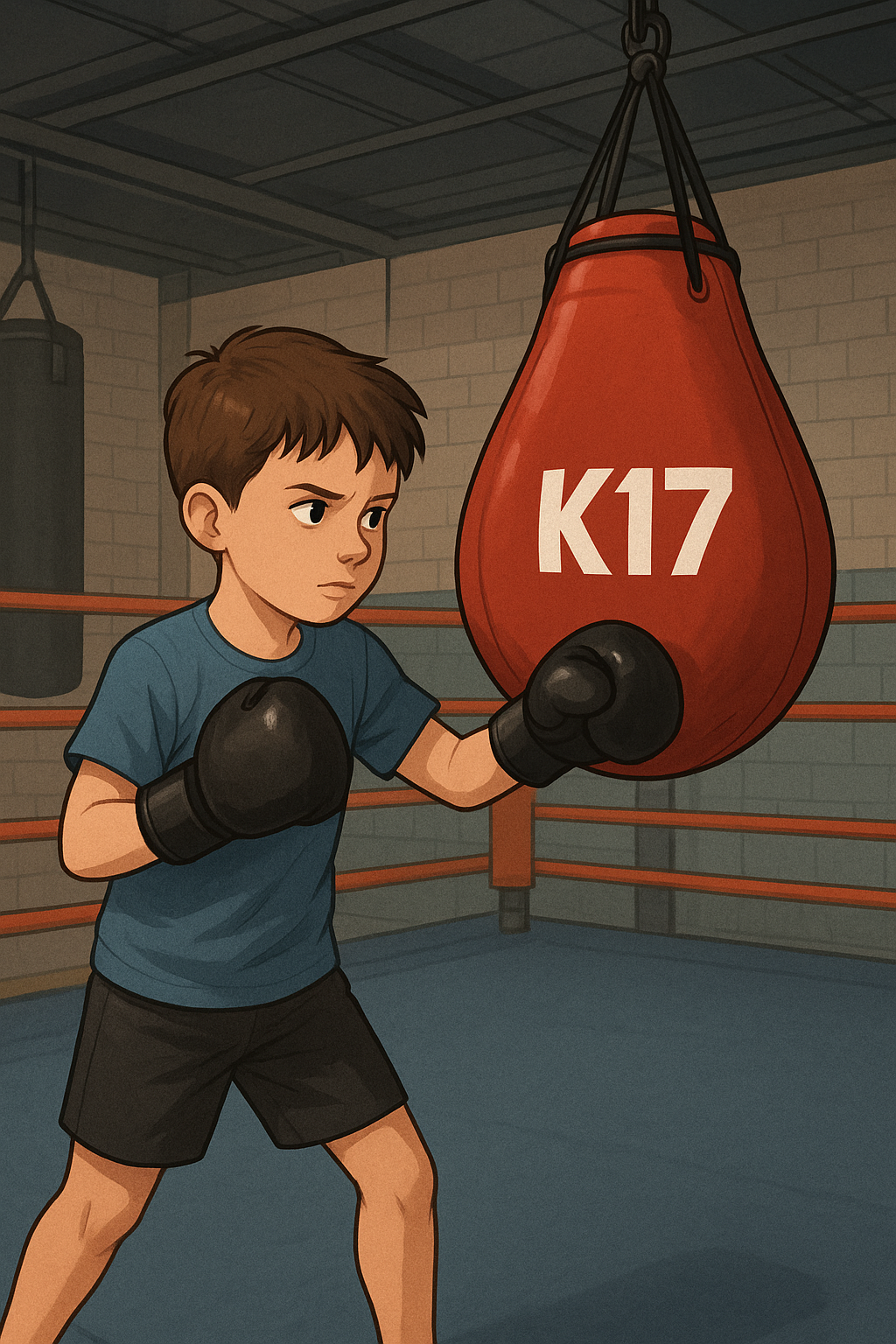 Entrenamiento con el saco de boxeo en niños
